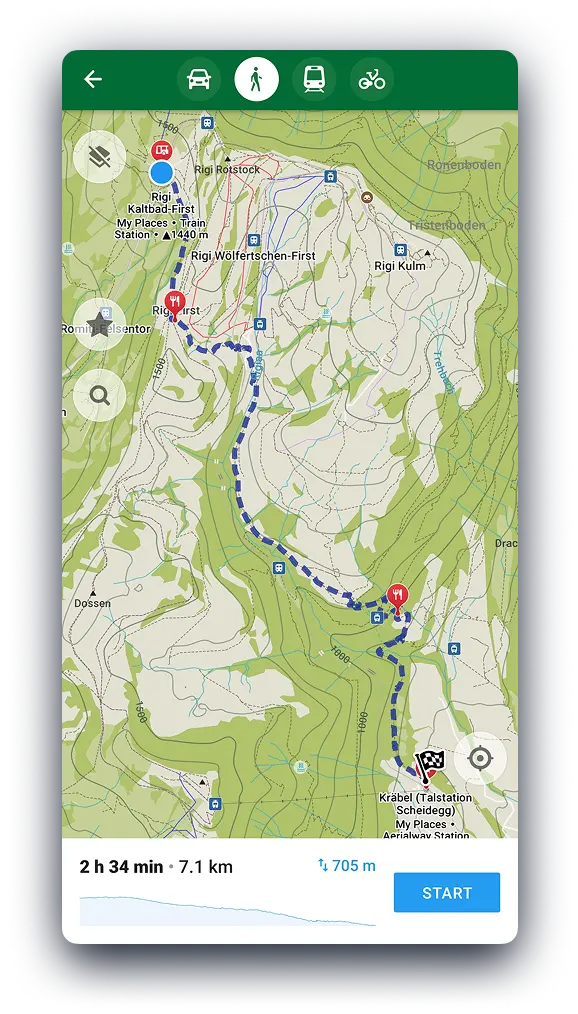 Offline Search and Route